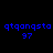 Blue pixelated text 'qtqangsta' and number '97' on black background with white rectangular overlays in different positions.