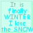 Four identical light cyan square display pixelated text reading "It is finally WINTER I love the SNOW" with a green border