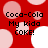 Red background with light pink and white circles; black text reads "Coca-Cola My kida COKE!" in four quadrants.