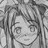 A black-and-white animated contact sheet showing two frames of a pixelated anime-style character with long hair and large eyes, alongside text reading "Anime IM" and "COM" on the right side.