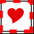 A contact sheet of 12 animated frames showing a red heart icon with varying shapes and positions within a grid layout, each frame enclosed by a pixelated border.