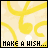 Animated contact sheet showing 14 sequential frames of a buddy icon with yellow swirling background, white circle, and rainbow-colored stars moving across the screen while text reads "MAKE A WISH..." at bottom.