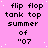 Pixelated text on pink background with white dots, displaying 'flip flop tank top summer of '07' in multiple across a