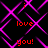 Black background with purple diamond-shaped lines and red text reading 'i love you!' in four repeated sections