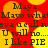 Red background with yellow circular shapes and repeated text in dark brown font reading 'Maya', 'Mayo what!', 'eva neall neva neall', 'U will no...', 'I like PIE' in a pattern