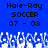 Blue background with black pixelated text reading 'Hale-Ray SOCCER 07 - 08' and white pixelated wave-like patterns at the bottom.