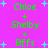Pixelated green text on bright pink background with light blue stars, displaying 'Chloe + Shelby = Bffs' in two identical vertical arrangements.