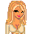 Pixel art character with blonde hair and pink lips in multiple poses, including full-body views showing beige pants and shoes.