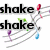 Animated icon with 'shake' text on left and 'shake it!' text on right, featuring musical notes and colored dots connected by lines.