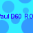 Blue background with repeating light blue circles and purple text reading 'aul D60 R' repeated across the image.