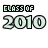 'CLASS OF 2010' text icons with varying pixelated color accents on the letters, displayed in a static arrangement