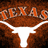 A static image with a brown textured background featuring 'TEXAS' text above a white longhorn silhouette, set against a red backdrop with black pixelated text reading 'Texas Longhorns', 'RULE', and 'And You Know It'.