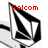 Two side-by-side pixelated images of a black and white geometric shape with red text above each; left reads 'Volcom', right reads 'Stone'.