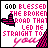 nine pixelated displays the phrase "GOD BLESSED THE BROKEN ROAD THAT LED ME STRAIGHT TO YOU" with varying text color and animation changes across frames