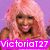 Pixelated image of a person with pink hair against a purple background, with text overlays in bright pink.