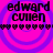 Four identical display 'edward culien' text over pink and purple concentric circles with a heart-shaped border