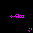 Pixelated pink text 'eriko' appears twice on a black background with two pixelated heart symbols below.