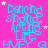 A static image with a bright pink background featuring repeated cyan text and small white/pink stars.