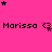 A static image with a bright pink background featuring repeated text "Marissa" with a heart symbol, surrounded by scattered black and pink stars.
