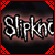 A contact sheet of three animated frames showing the Slipknot band logo in a stylized font with red checkered borders on dark backgrounds.