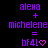 Purple text and heart symbols on black background with gray corner, showing three identical vertical of repeated phrases