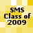 Four identical yellow and white pixelated squares display "SMS Class of 2009" text in black, arranged in a two-by-two