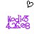 Black pixelated heart symbol above two identical purple text-based icons with 'Kodl' and date '13.08'.