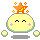 Pixelated character with yellow face, closed eyes, pink cheek marks, and orange star on head; four variations show different star animations against gray background.