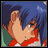 Pixelated anime-style character with blue hair and red clothing, next to black background with white text reading 'Anime IM' and 'com'