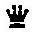 Black pixelated crown icon with five points on a gray background, rendered in low-resolution digital style.