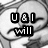 Black-and-white animated icon of a cartoon character with closed eyes and a neutral expression, displaying text across six
