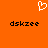A static orange background displays a white pixelated heart symbol above two identical black text strings reading 'dskzee' in a blocky font.