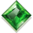 Static 48x48 pixel icon of a green gemstone rendered in low-resolution pixel art with gradient shading and highlights, set against a gray background.