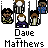 Animated contact sheet of 11 frames showing a pixel art buddy icon with changing character groupings and a central tree-like structure, labeled "Dave Matthews" beneath each frame.