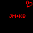 Red pixelated heart symbol above two identical red text strings on black background.
