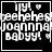 Black-and-white pixelated icon with white text reading 'ily! hehehe joanna babyy!' and small heart symbols, displayed in a