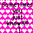 Pixelated text on a pink heart-patterned background with repeated phrases and emoticons.