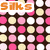 Pixelated pattern of pink, white, and yellow circles on brown background with partial text fragments 'Siks', 'Are', 'Awesome', 'So' in orange and pink fonts.