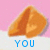 four shows a fortune cookie icon with the text "YOU" below it, each displaying different color variations