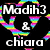 Animated icon with rainbow-colored text and symbols on black background, transitioning to a bright scene with rainbows and the word 'luv' over blurred figures.