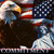 Animated eagle with yellow beak and white head against American flag background, showing head movement from left to right across frames.