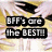 Animated icon with yellow background and pink starburst lines, displaying text about BFFs in black boxes.