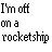 Pixelated text in two on a white background, with black blocky letters forming phrases about being off on a rocketship and prepared for something new
