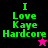 Four display 'I Love Kaye Hardcore' text with a star symbol changing from pink to black between top-left and bottom-right