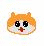 Pixelated cartoon animal head with orange fur, black eyes, brown nose, and red mouth; one version holds a red heart-shaped balloon.