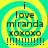 Four identical display a cyan and yellow spiral background with black text reading 'i love miranda xoxoxo !!!!!!!!!' in pixelated font