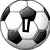 Pixelated soccer ball icon with text overlays: 'I', 'heart', and 'SOCCER!' across three views.
