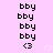 Pixelated text and heart symbols on a pink background with repeated 'bby' and '<3' elements