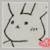 Pixelated cartoon bunny face with black outline, two black dot eyes, small triangular nose, and mouth with three horizontal lines, red '<3' symbol at bottom right.