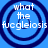 Four identical blue circular icons with dark blue rings and white text reading 'what the fucgleiosis' arranged in a on a solid blue background